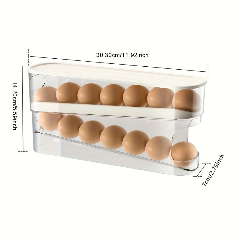 Double Layer Rolling Egg Dispenser Refrigerator Egg Storage Box Automatic Scrolling Egg Holder Household Kitchen Organizer