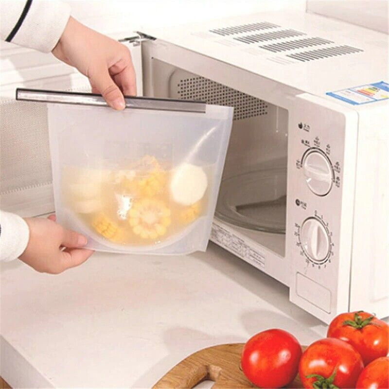 Eco-Friendly Reusable Silicone Food Storage Bags - 1000ml (Set of 4)