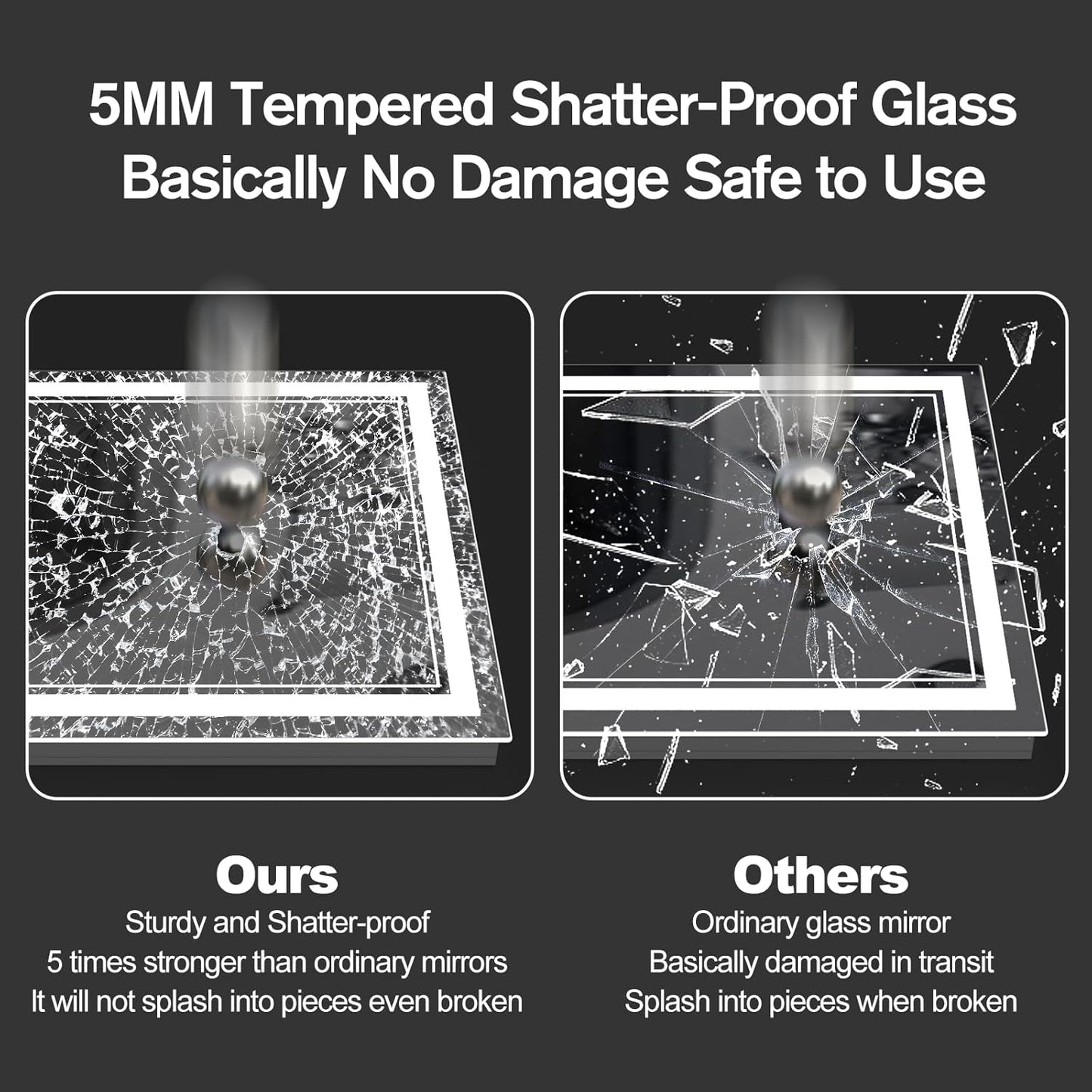 48X36 LED Bathroom Mirror, Anti-Fog Lighted Bathroom Mirror, Dimmable Lighted Vanity Mirror, LED Vanity Mirror with Lights, Shatterproof, ETL Listed, Horizontal/Vertical