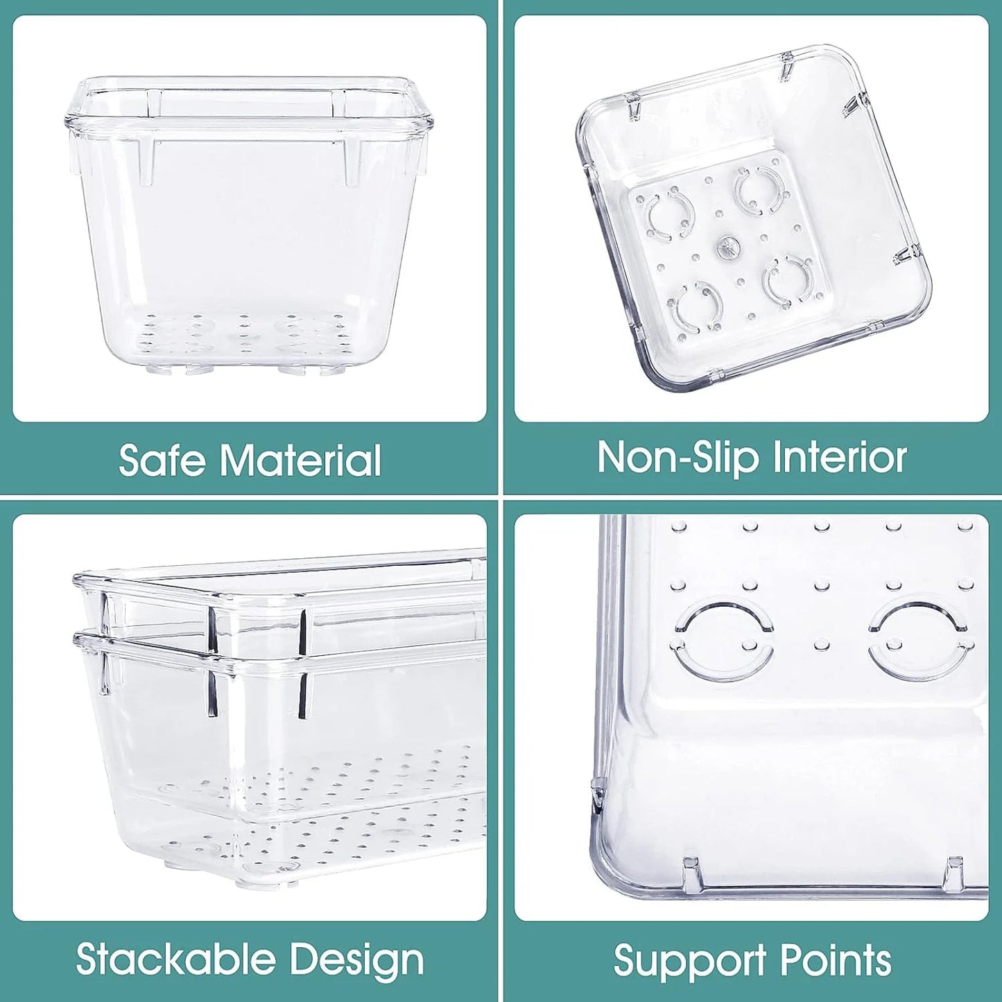 25 Pcs Clear Plastic Drawer Organizer Set, 4 Sizes Desk Drawer Divider Organizers and Storage Bins for Makeup, Jewelry, Gadgets for Kitchen, Bedroom, Bathroom, Office