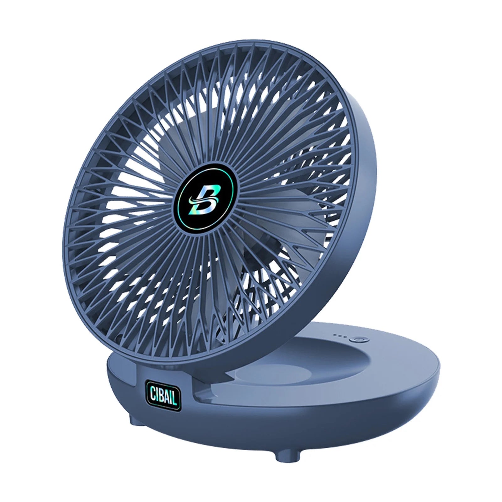 Portable Folding Desk Fan – USB Rechargeable Mini Fan with Hook | 3 Speeds, Quiet & Lightweight Cooling for Office, Home, Travel – Blue
