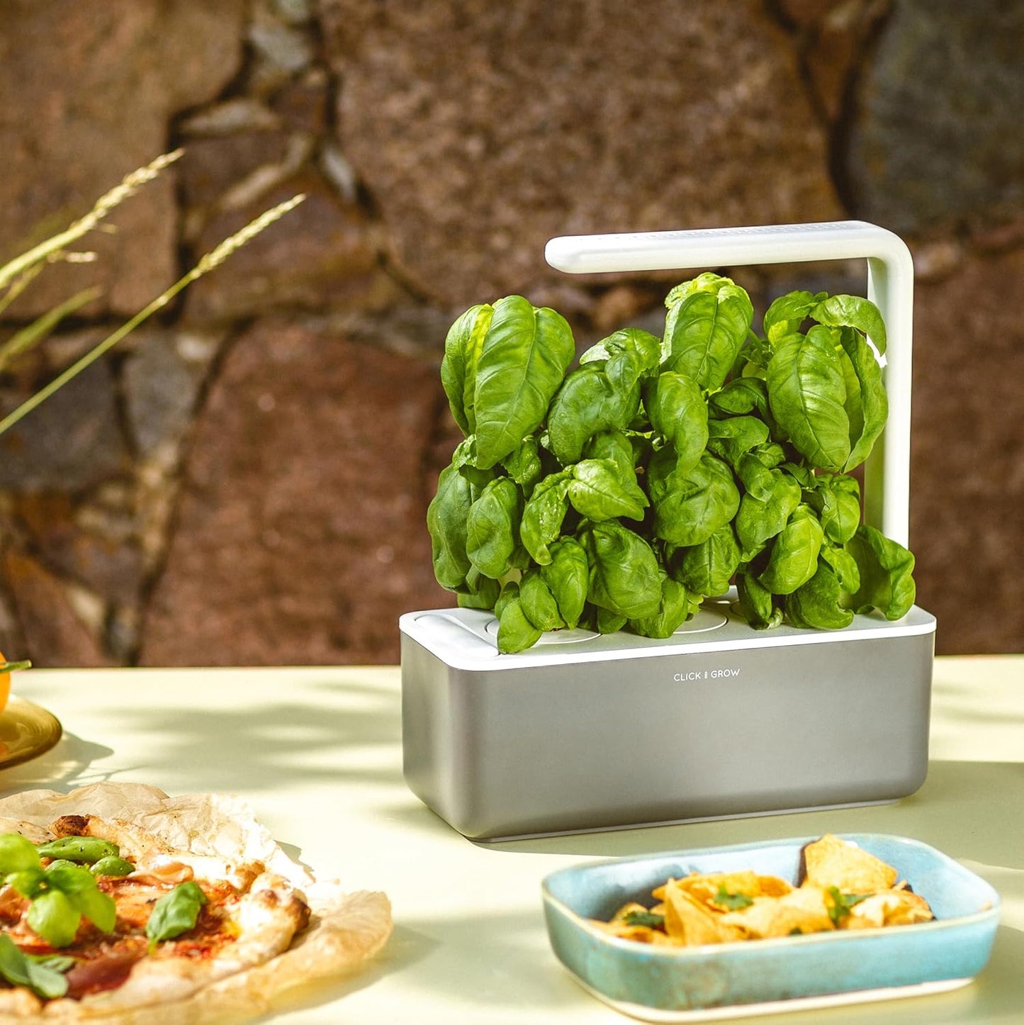 Click & Grow Smart Garden 3 – Indoor Herb Garden Kit with 3 Basil Pods – Automatic Watering, LED Grow Light, No-Noise, Perfect for Kitchen Counter or Office – Beige
