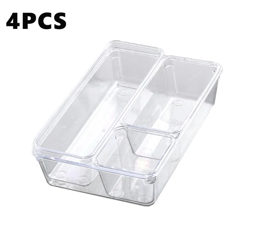4-28 Pcs Drawer Organizers Set Clear Plastic Desk Dividers Bins Bedroom Dresser Office Storage Box for Makeup Jewelries Gadgets