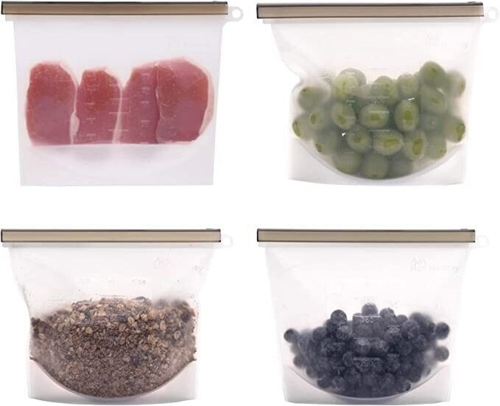 Eco-Friendly Reusable Silicone Food Storage Bags - 1000ml (Set of 4)