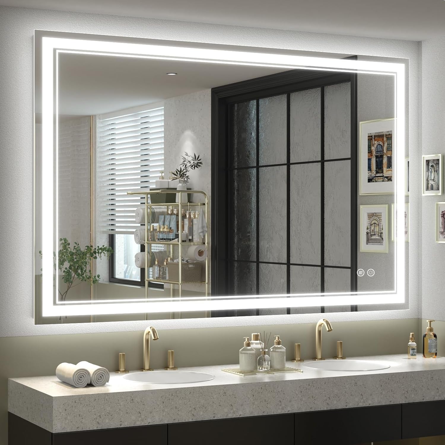 48X36 LED Bathroom Mirror, Anti-Fog Lighted Bathroom Mirror, Dimmable Lighted Vanity Mirror, LED Vanity Mirror with Lights, Shatterproof, ETL Listed, Horizontal/Vertical