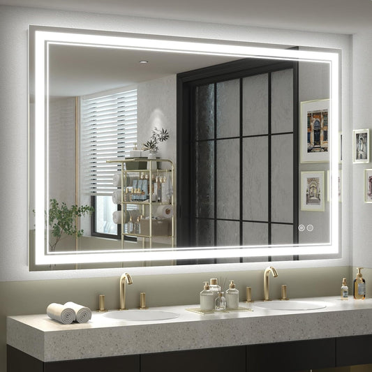 48X36 LED Bathroom Mirror, Anti-Fog Lighted Bathroom Mirror, Dimmable Lighted Vanity Mirror, LED Vanity Mirror with Lights, Shatterproof, ETL Listed, Horizontal/Vertical