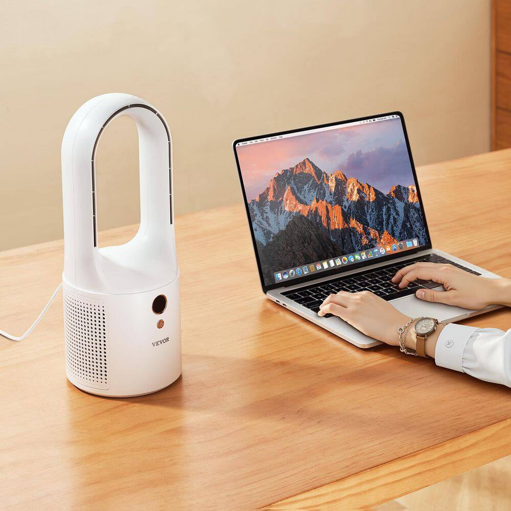 Bladeless Desk Fan – 13" Quiet Tower Fan with 6 Speeds, USB Portable Cooling Fan for Office, Bedroom & Small Spaces – Safe for Kids & Pets – White