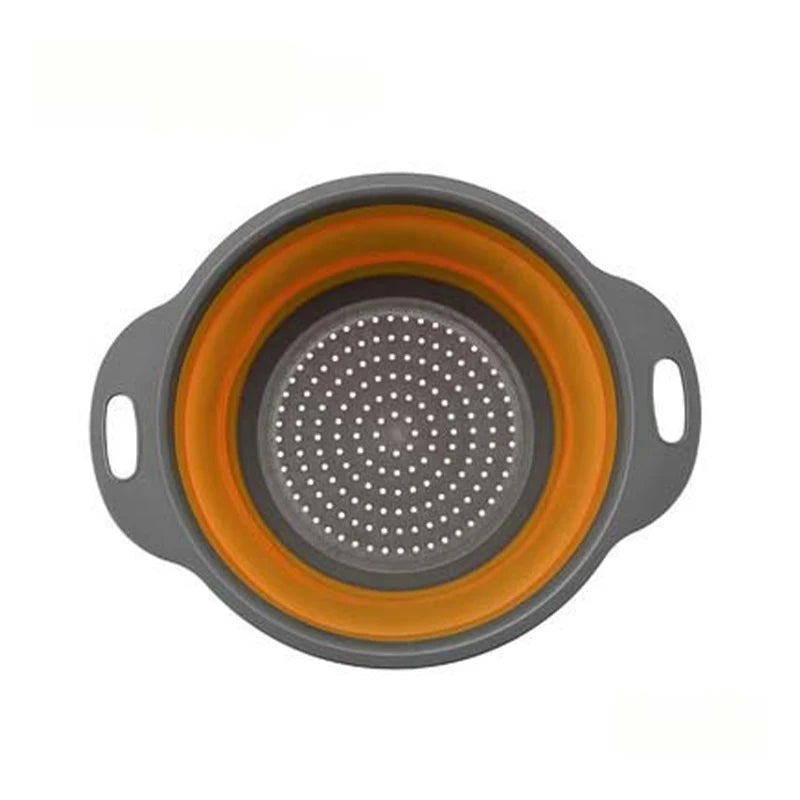 Folding Silicone Drain Basket Fruit Vegetable Washing Basket Foldable Strainer Colander Collapsible Drainer