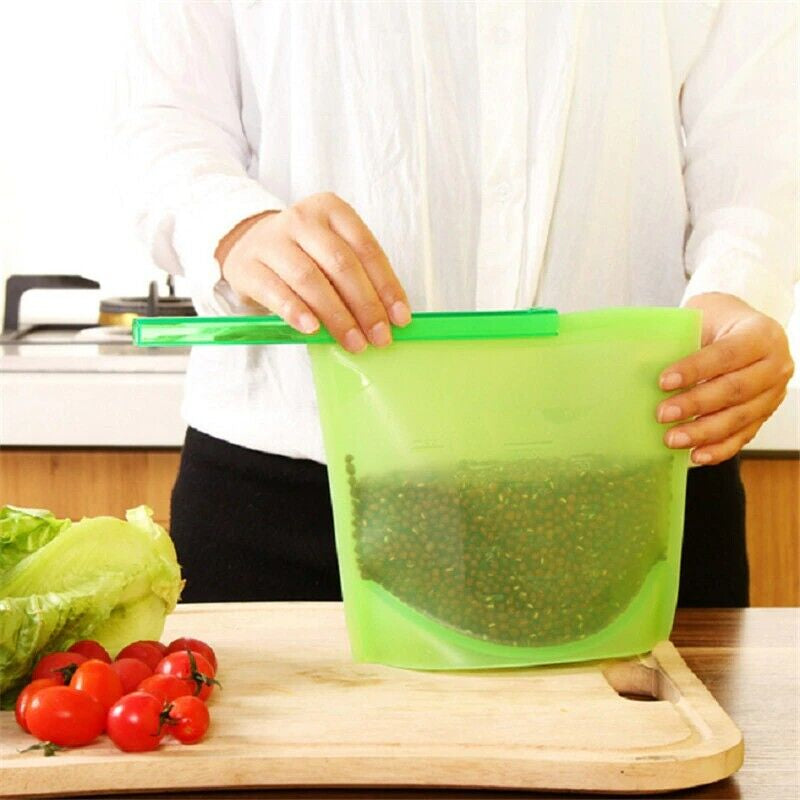 Eco-Friendly Reusable Silicone Food Storage Bags - 1000ml (Set of 4)