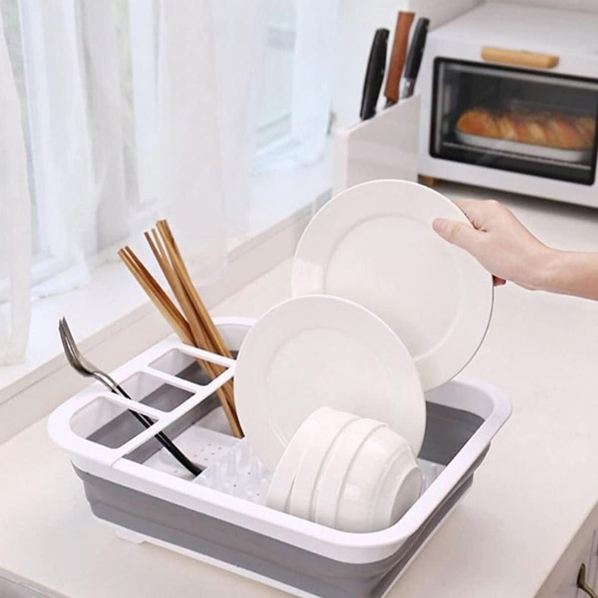Compact Kitchen Dish Drying Rack – Off-White | Space-Saving Dish Drainer for Kitchen Counter – 14” x 12” Lightweight & Durable Design