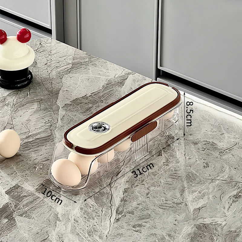 Large Clear Egg Holder Refrigerator Egg Storage Box Automatic Rolling Egg Organizer Large Capacity Household Kitchen Egg Rack