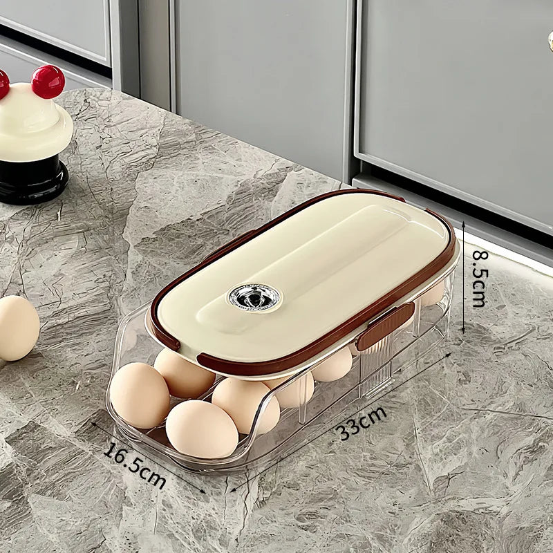 Large Clear Egg Holder Refrigerator Egg Storage Box Automatic Rolling Egg Organizer Large Capacity Household Kitchen Egg Rack