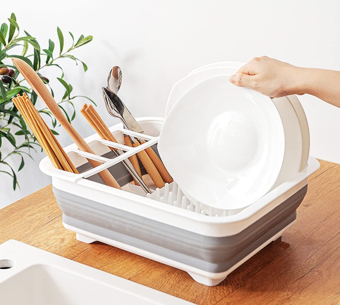 Compact Kitchen Dish Drying Rack – Off-White | Space-Saving Dish Drainer for Kitchen Counter – 14” x 12” Lightweight & Durable Design