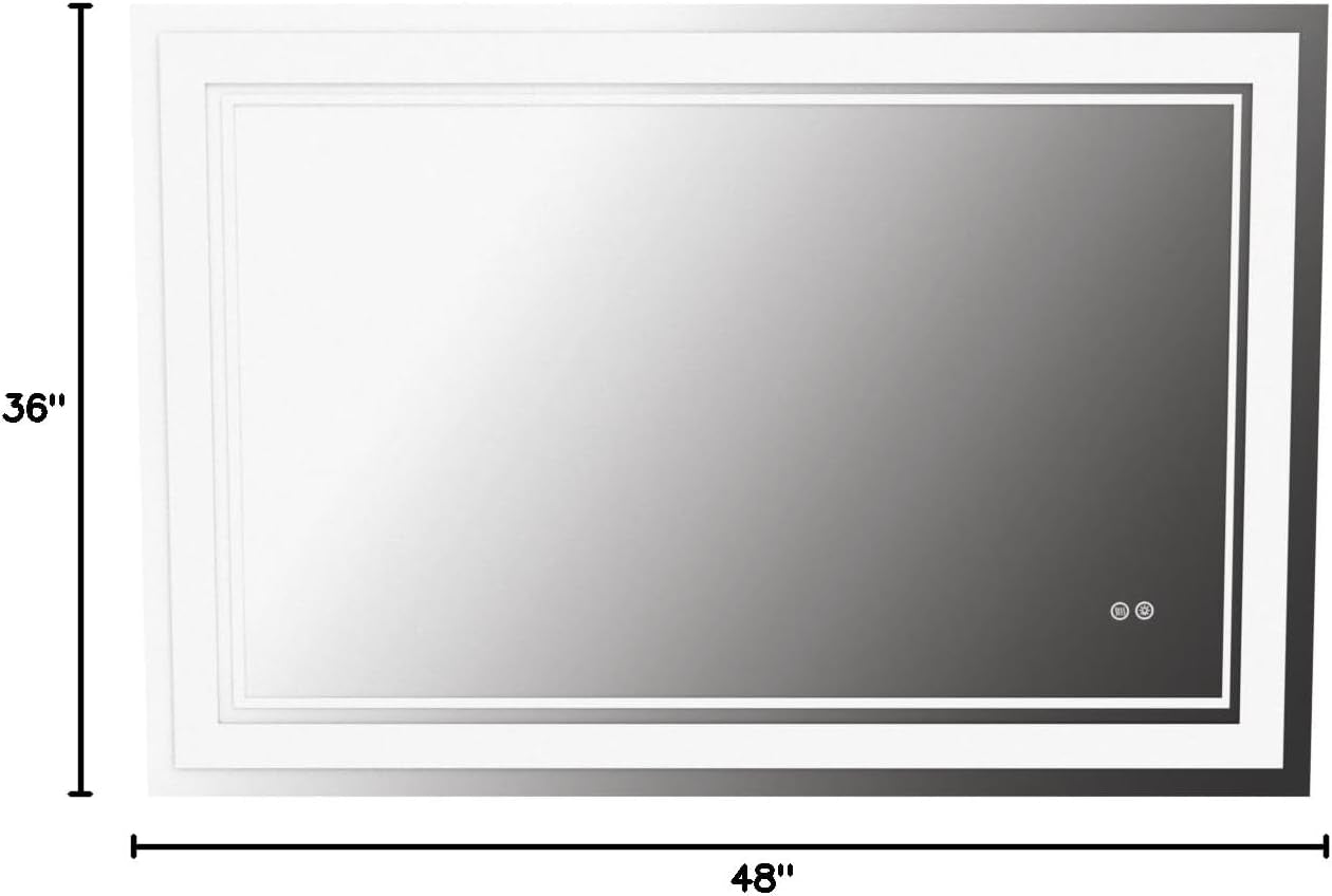 48X36 LED Bathroom Mirror, Anti-Fog Lighted Bathroom Mirror, Dimmable Lighted Vanity Mirror, LED Vanity Mirror with Lights, Shatterproof, ETL Listed, Horizontal/Vertical