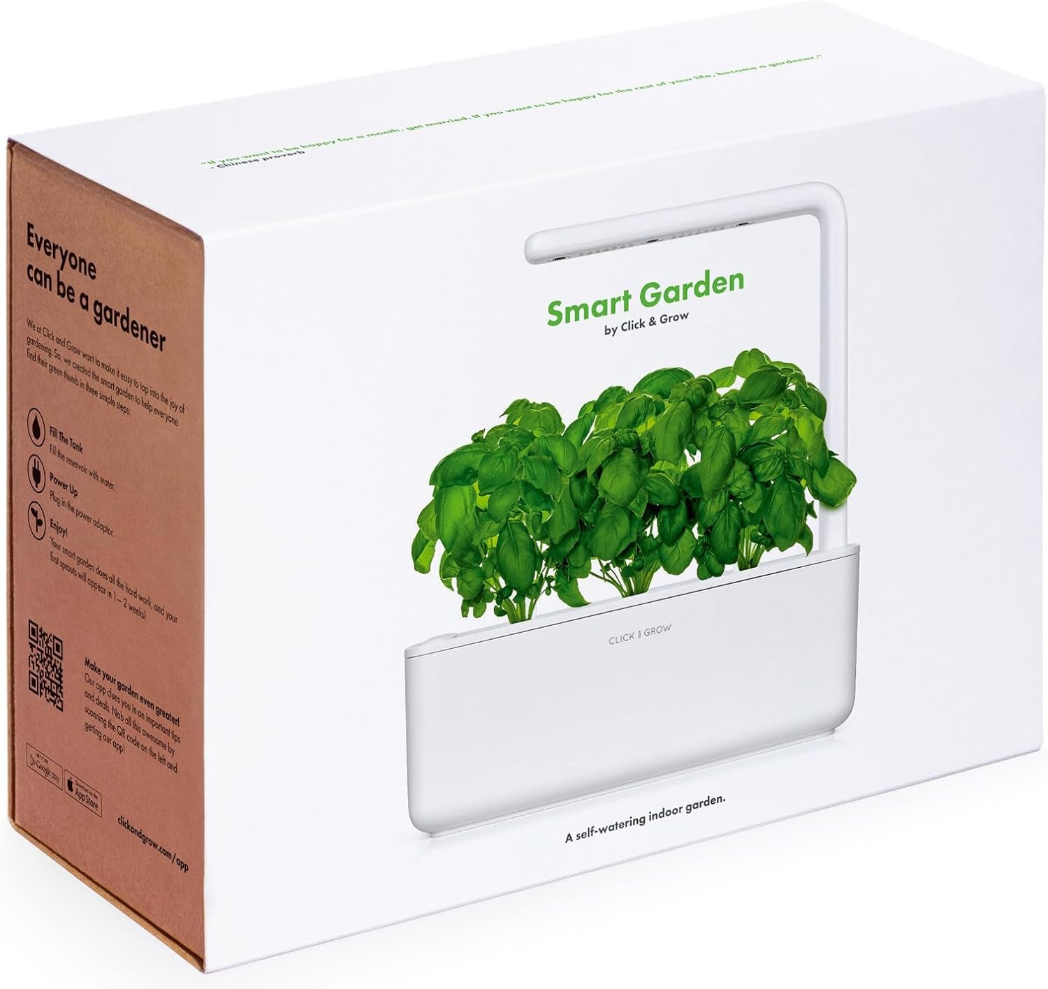 Click & Grow Smart Garden 3 – Indoor Herb Garden Kit with 3 Basil Pods – Automatic Watering, LED Grow Light, No-Noise, Perfect for Kitchen Counter or Office – Beige