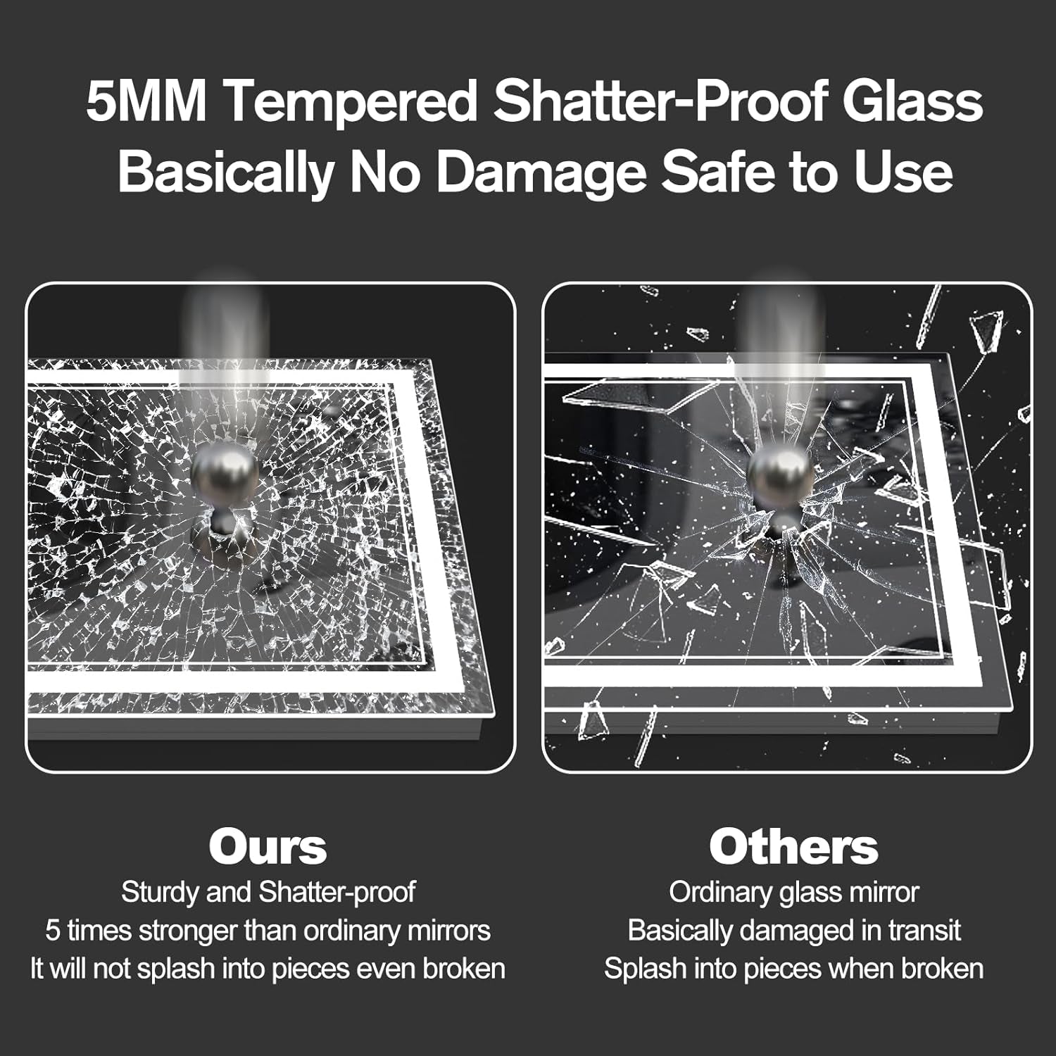 48X36 LED Bathroom Mirror, Anti-Fog Lighted Bathroom Mirror, Dimmable Lighted Vanity Mirror, LED Vanity Mirror with Lights, Shatterproof, ETL Listed, Horizontal/Vertical