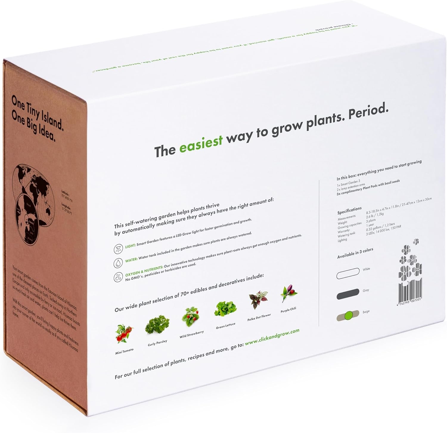 Click & Grow Smart Garden 3 – Indoor Herb Garden Kit with 3 Basil Pods – Automatic Watering, LED Grow Light, No-Noise, Perfect for Kitchen Counter or Office – Beige