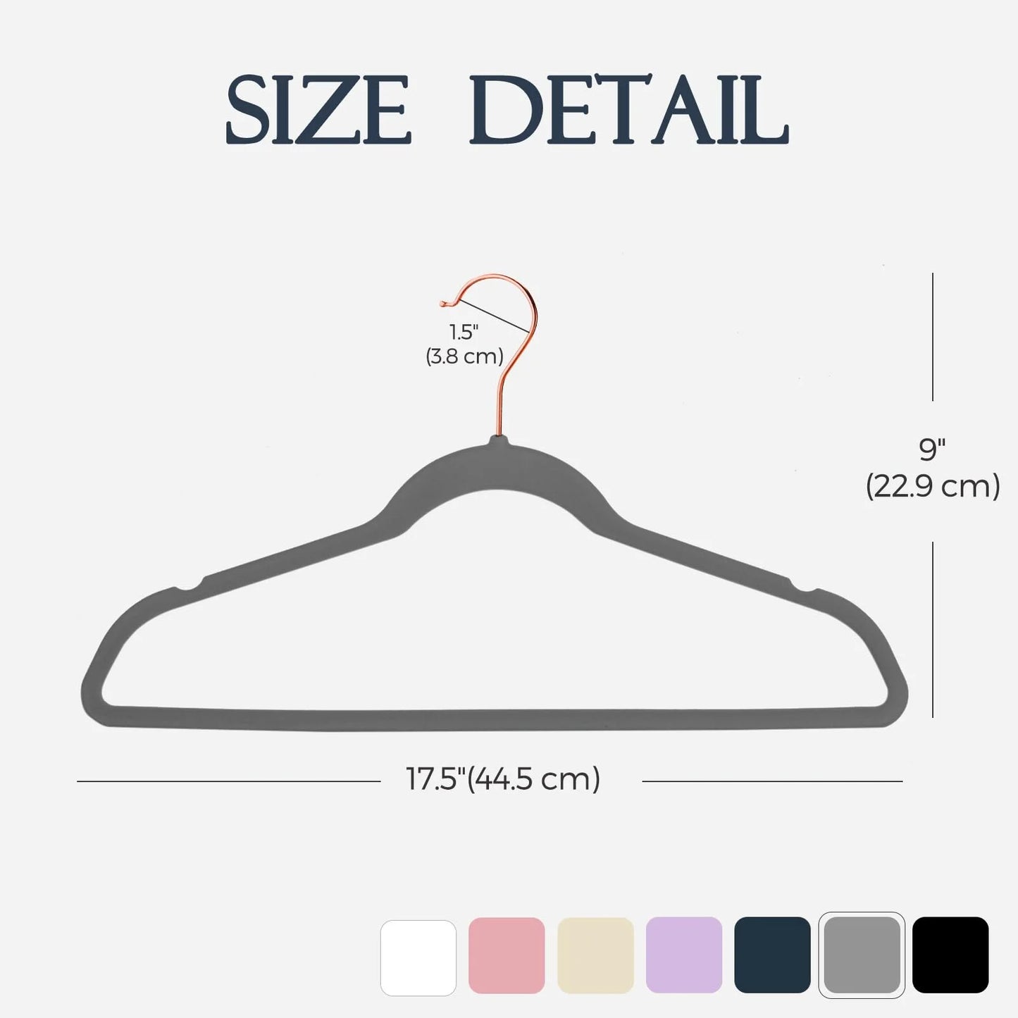 Grey Velvet Hangers 60 Pack, Premium Clothes Hangers Non-Slip Felt Hangers, Sturdy Grey Hangers Heavy Duty Coat Hangers, Space Saving Durable Suit Hangers, No Hanger Marks Rose Gold Hook