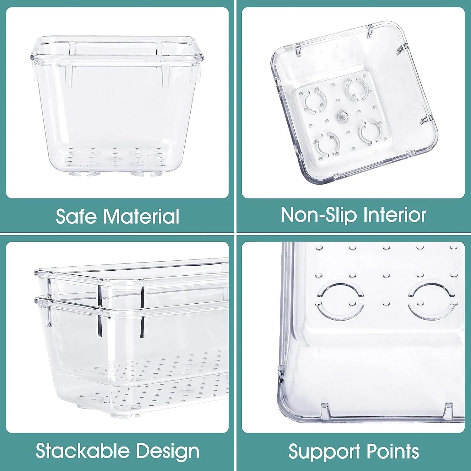 25 Pcs Clear Plastic Drawer Organizer Set, 4 Sizes Desk Drawer Divider Organizers and Storage Bins for Makeup, Jewelry, Gadgets for Kitchen, Bedroom, Bathroom, Office