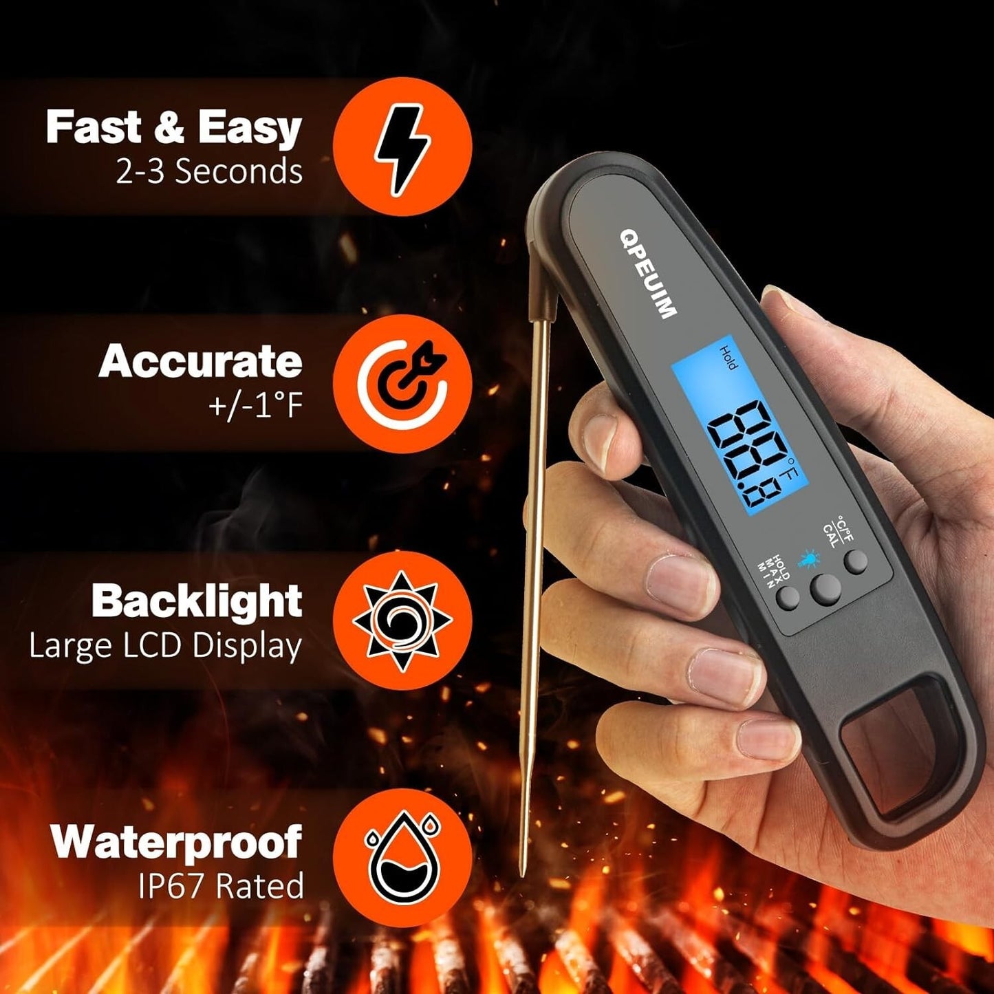 Termometro Digital Electronico Para Cocinar Carne Comida Alimentos Pantalla LCD